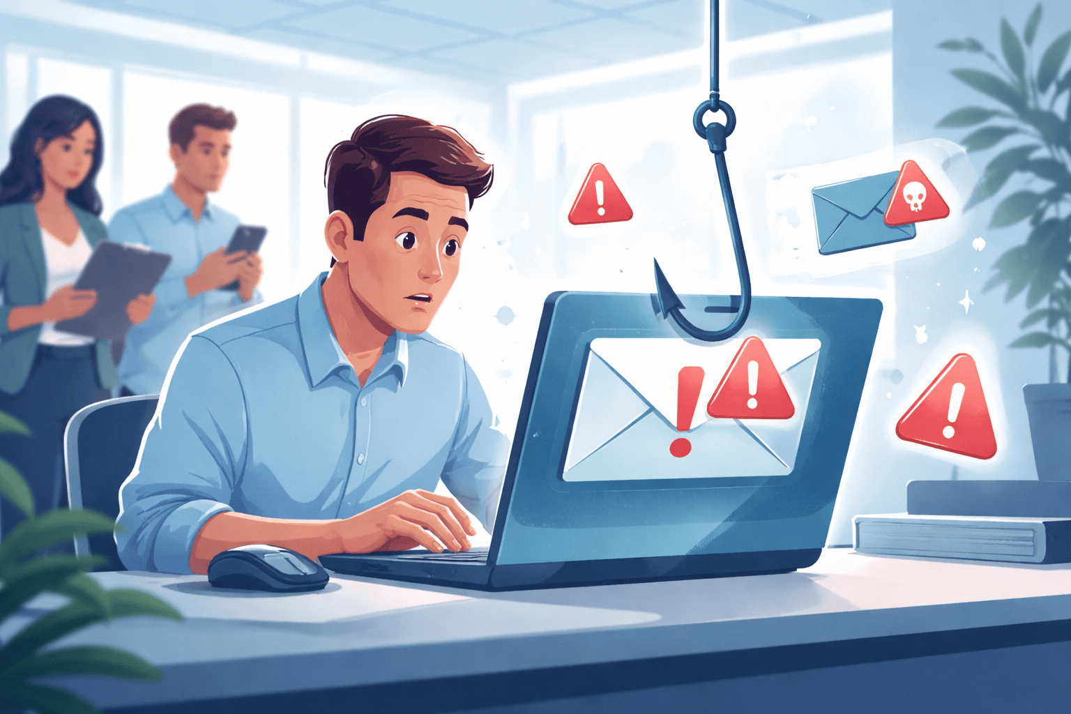 Persoon met phishing mail